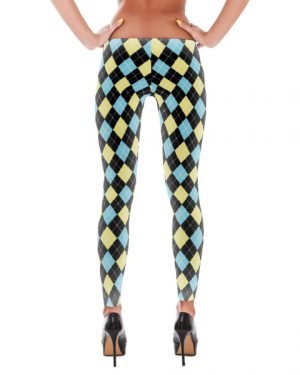 Argyle Leggings Black Blue and Yellow