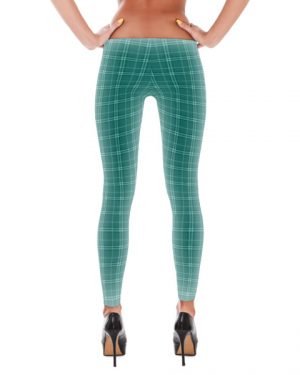 Blue Turquoise Tartan Pattern Leggings