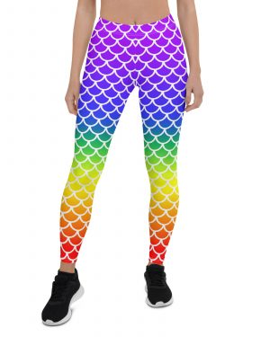 Rainbow Mermaid Leggings with White