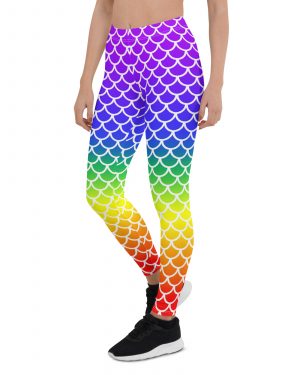 Rainbow Mermaid Leggings with White