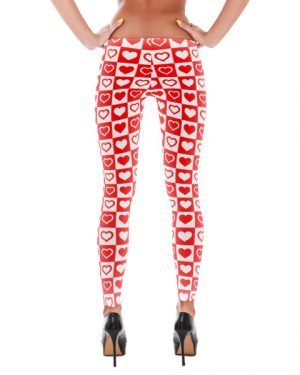 Red and White Heart Leggings