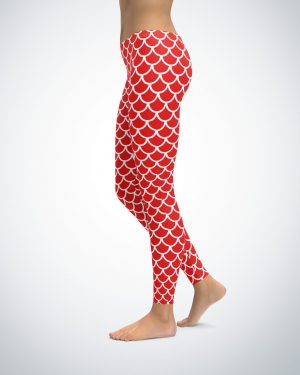 Red Mermaid Leggings / Yoga Pants