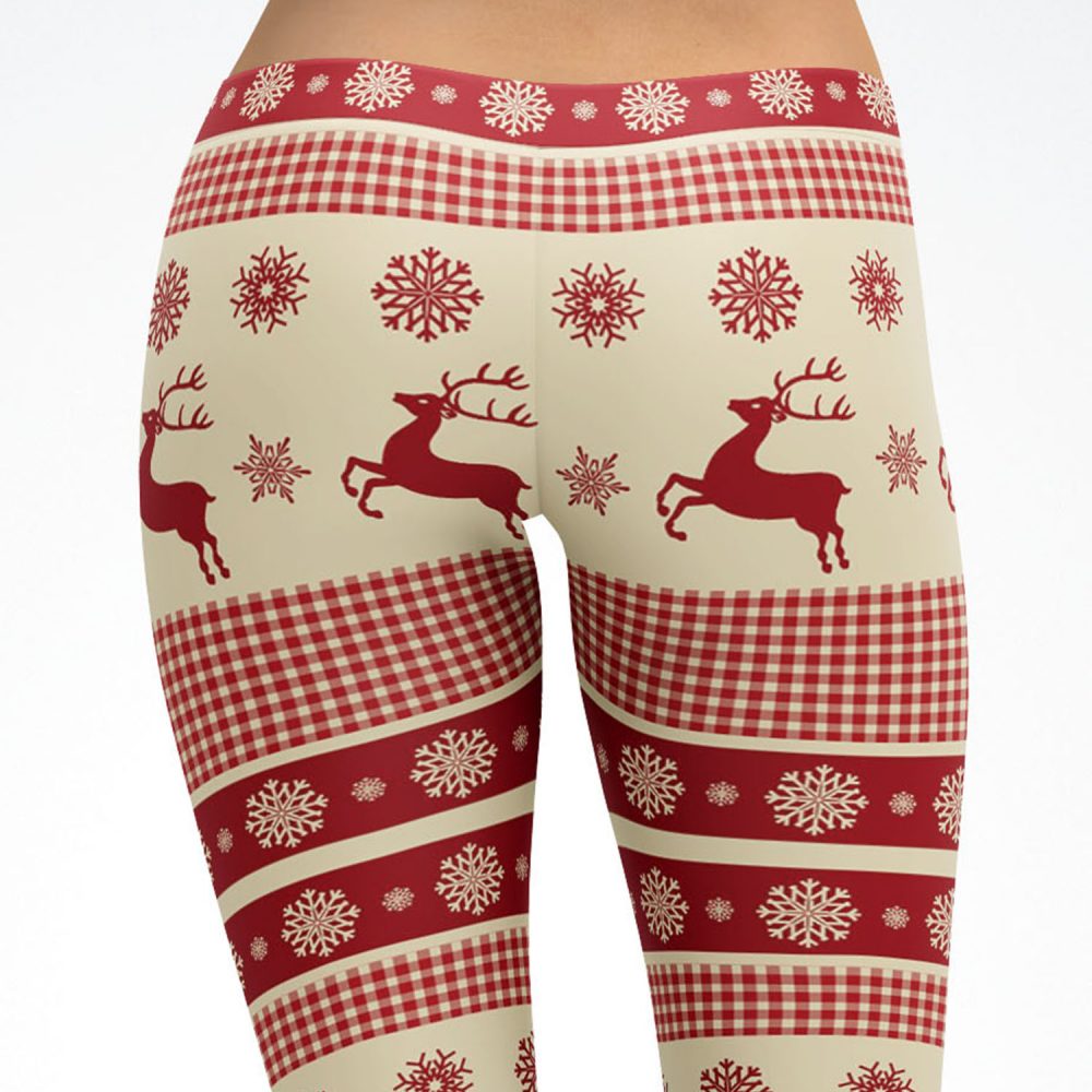 Christmas Reindeer pattern Leggings / Yoga Pants