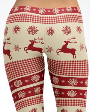 Christmas Reindeer pattern Leggings / Yoga Pants