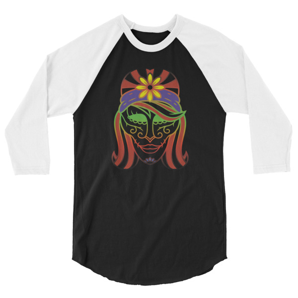 Womans Day of the Dead Sugar Skull 3/4 Sleeve Raglan Baseball T Shirt, colored sleeves, different colour sleeve, LGBTQ, Rainbow Lips, Rainbow shirts, shirt shirts, & t shirts, t shirt apparel, Anti-Trump, Political tee, political shirt, protest tee, protest t-shirt, protest shirt, cool graphic funny shirt, funny shirts for teenagers, omical funniest t-shirt, funky workout shirt, weightlifting, weightlifter, runner, running, clothing, Outdoor wilderness camping apparel by Spirit West Designs, Why fit in when you can stand out!