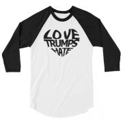 Love trumps Hate 3/4 Sleeve Raglan Baseball T Shirt, colored sleeves, different colour sleeve, LGBTQ, Rainbow Lips, Rainbow shirts, shirt shirts, & t shirts, t shirt apparel, Anti-Trump, Political tee, political shirt, protest tee, protest t-shirt, protest shirt, cool graphic funny shirt, funny shirts for teenagers, omical funniest t-shirt, funky workout shirt, weightlifting, weightlifter, runner, running, clothing, Outdoor wilderness camping apparel by Spirit West Designs, Why fit in when you can stand out!