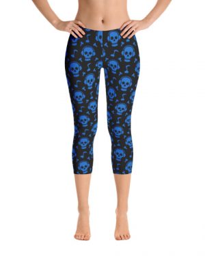 Blue Skull Beats Capri Leggings