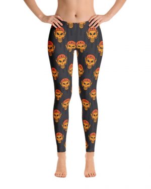Orange Biker Skulls Leggings
