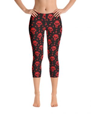 Red Skull Beats Capri Leggings