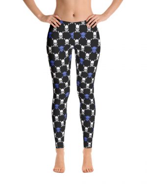 Blue and Black Skull Pattern Leggings