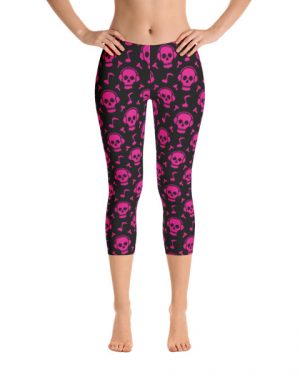 Pink Skull Beats Capri Leggings