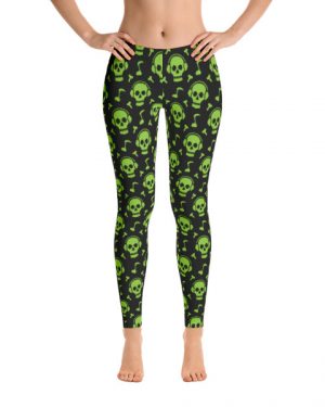 Lime Green Skull Music Leggings