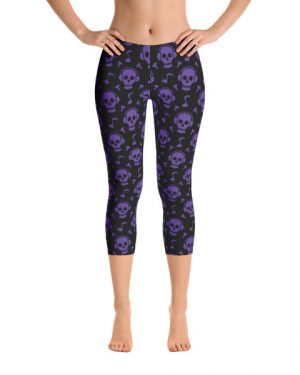 Purple Skull Beats Capri Leggings