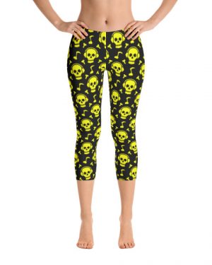 Yellow Skull Beats Capri Leggings