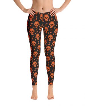 Orange Skull Beats Leggings