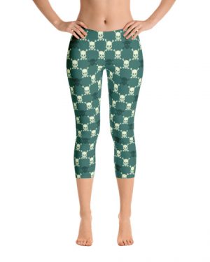 Green Skull Argyle Pattern Capri Leggings