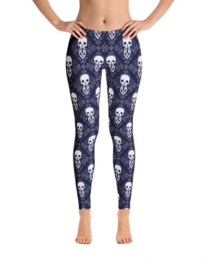 Blue Biker Skulls Leggings