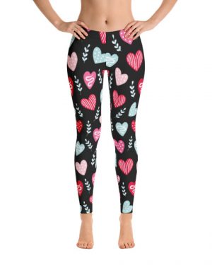 Red and Pink Hearts Leggings