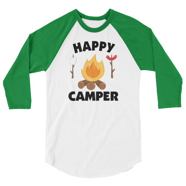 Happy Camper, Happy Glamper 3/4 Sleeve Raglan Baseball T Shirt, colored sleeves, different colour sleeve, LGBTQ, Rainbow Lips, Rainbow shirts, shirt shirts, & t shirts, t shirt apparel, Anti-Trump, Political tee, political shirt, protest tee, protest t-shirt, protest shirt, cool graphic funny shirt, funny shirts for teenagers, Camping Shirt, Glamping T-Shirt, Camping Tee, Camper, RV, Trailer, Funny Camping Shirt, I love Glamping sirt, glamping, glamp, glamper, camp, camping, camper, campfire, roasting marshmallows, marshmallow, hot dog, weiner, weiner roasting stick, tent, lantern, sleeping bag, canteen, outdoor, sleeping under the stars, comical funniest t-shirt, funky workout shirt, weightlifting, weightlifter, runner, running, clothing, Outdoor wilderness camping apparel by Spirit West Designs, Why fit in when you can stand out!
