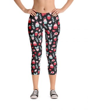 Cupcakes and Strawberries Capri Leggings