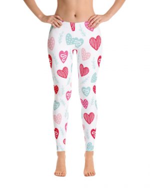 Red and Pink Valentines Hearts Leggings