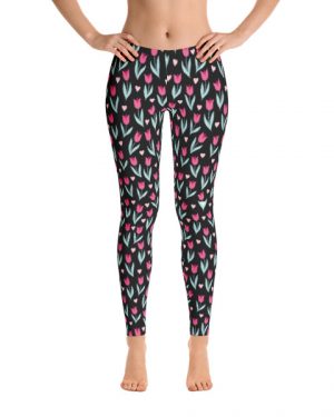 Spring Flowers Black Leggings