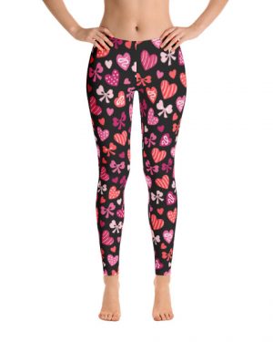 Black with Red Hearts Leggings