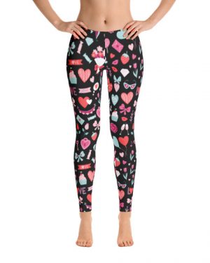 Hearts and Bows Black Leggings