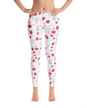 Cupcakes and Strawberries White Leggings