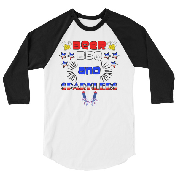 Beer BBQ and Sparklers 3/4 Sleeve Raglan Baseball Fourth of July T Shirt, Independance day, 4th of July Tee Shirt, red white and blue, patriotic, vacation, holiday, mothers day, birthday, christmas, colored sleeves, different colour sleeve, shirt shirts, tshirt, tee, t shirts, t shirt apparel, protest shirt, cool graphic funny shirt, funny shirts for teenagers, Camping Shirt, Glamping T-Shirt, Camping Tee, Camper, RV, Trailer, Funny Camping Shirt, I love Glamping sirt, glamping, glamp, glamper, camp, camping, camper, campfire, roasting marshmallows, marshmallow, hot dog, weiner, weiner roasting stick, tent, lantern, sleeping bag, canteen, outdoor, sleeping under the stars, comical funniest t-shirt, funky workout shirt, weightlifting, weightlifter, runner, running, clothing, Outdoor wilderness camping apparel by Spirit West Designs, Why fit in when you can stand out!
