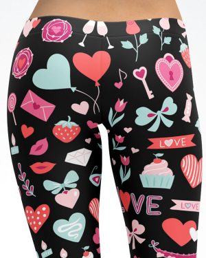 Hearts and Bows Black Capri Leggings