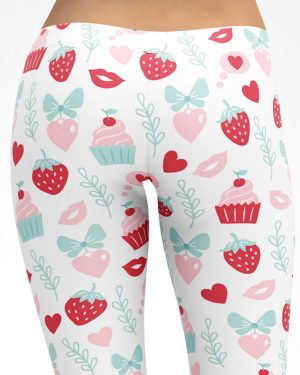 Cupcakes and Strawberries White Capri Leggings