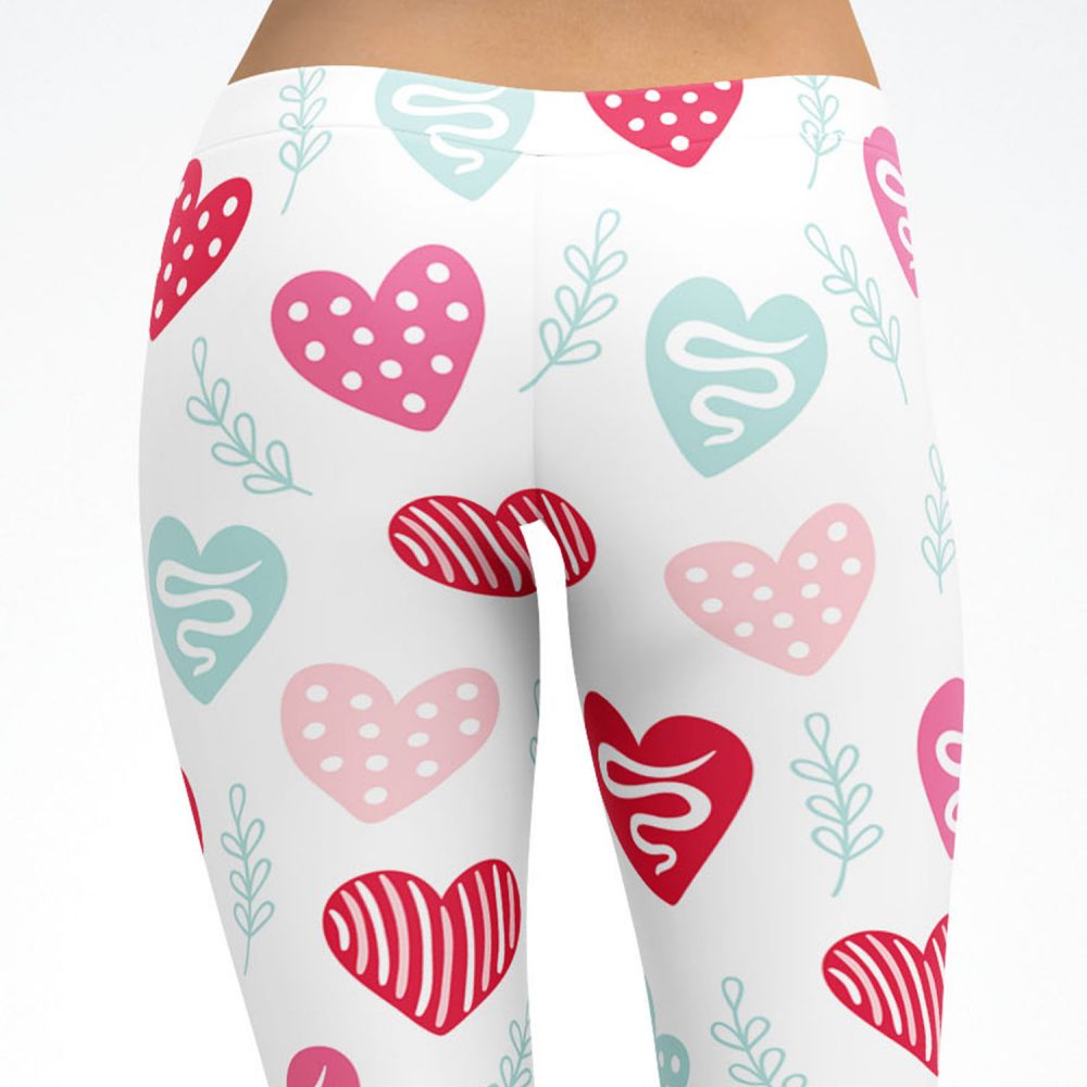 Red and Pink Valentines Hearts Capri Leggings