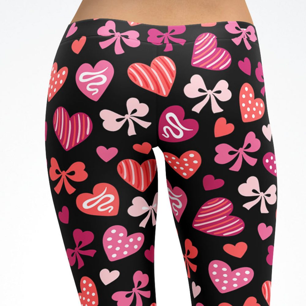 Black with Red Hearts Capri Leggings