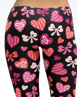 Black with Red Hearts Capri Leggings