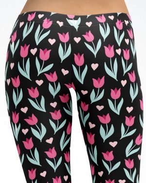 Spring Flowers Black Leggings