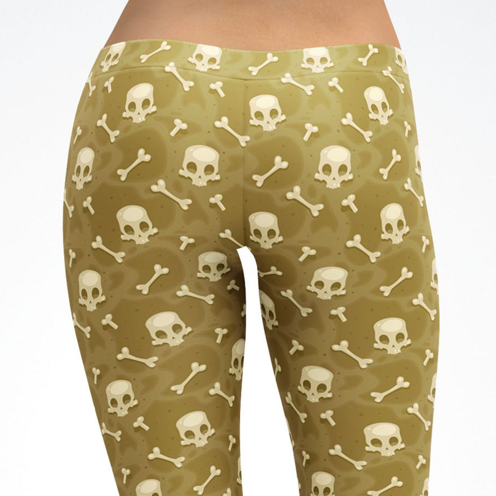 Green Biker Skulls Capri Leggings