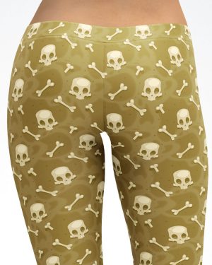 Green Biker Skulls Capri Leggings