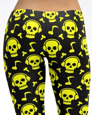 Yellow Skull Beats Capri Leggings