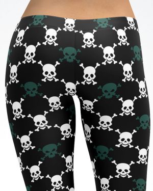 Dark Green and black Skull Argyle Pattern Capri Leggings