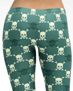 Green Skull Argyle Pattern Capri Leggings