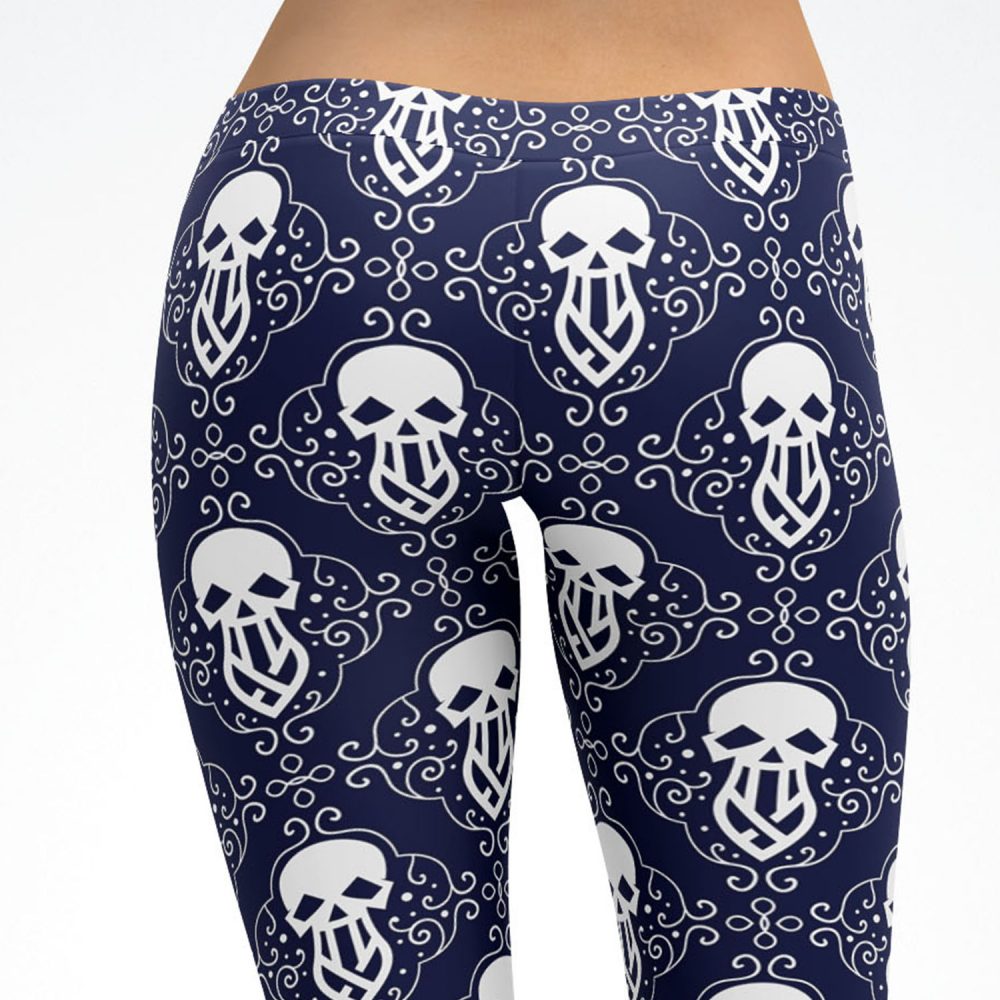 Blue Biker Skulls Leggings