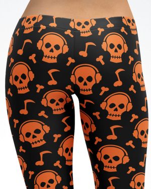 Orange Skull Beats Capri Leggings
