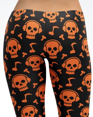 Orange Skull Beats Leggings