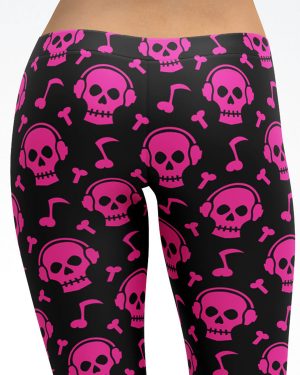 Pink Skull Beats Capri Leggings