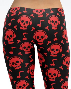 Red Skull Beats Capri Leggings