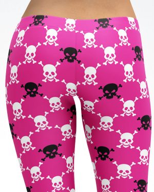 Pink Skull Argyle Pattern Capri Leggings