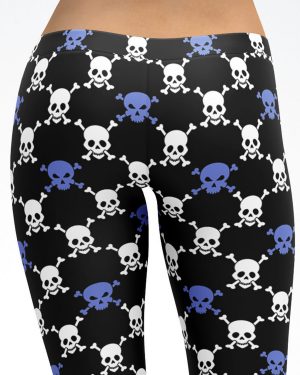 Blue and Black Skull Argyle Pattern Capri Leggings