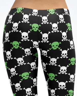 Blue and Green Skull Argyle Pattern Capri Leggings