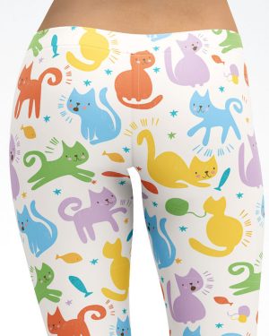 Cute Colorful Cats Capri Leggings